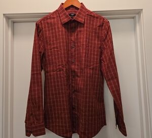 Express Men's Burgundy Checkered Shirt